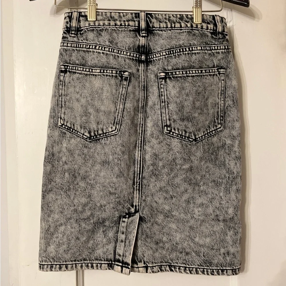 AllSaints Nara Pencil Skirt Denim Jean Black Acid Wash Vintage Inspired XS 0 2 4 - Picture 6 of 11